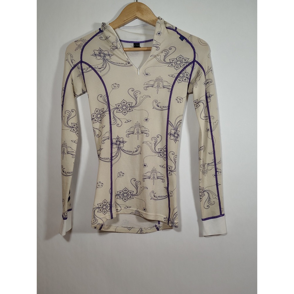 Helly Hansen‎ warm Womens Merino Wool Blend Baselayer Top Floral Purple S P